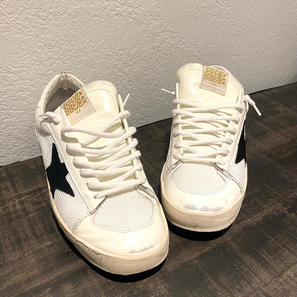 Men’s Golden Goose Stardan in White Mesh with Black Star Size 42 (9 US) - Picture 4 of 15